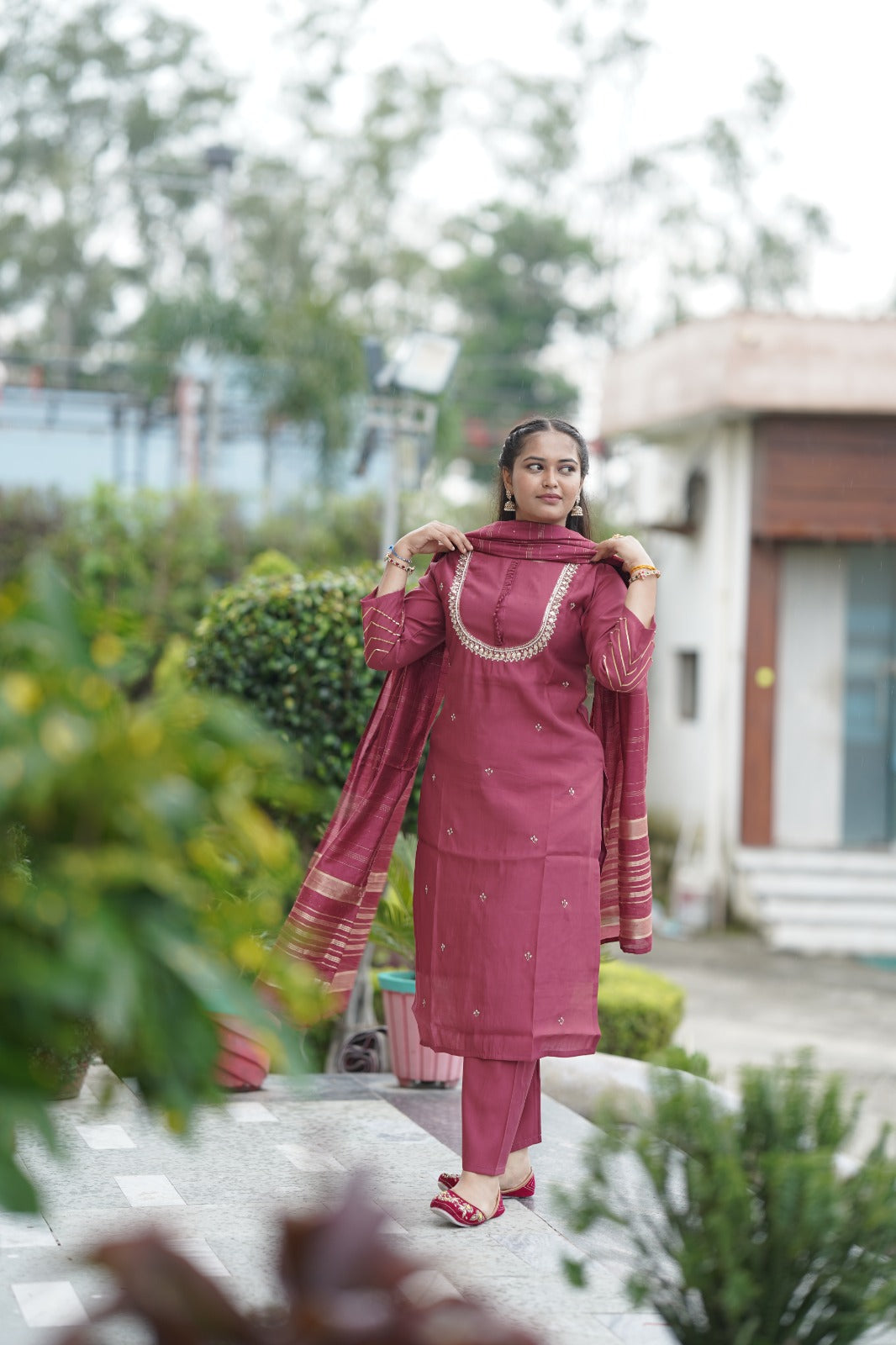Roman silk suit set