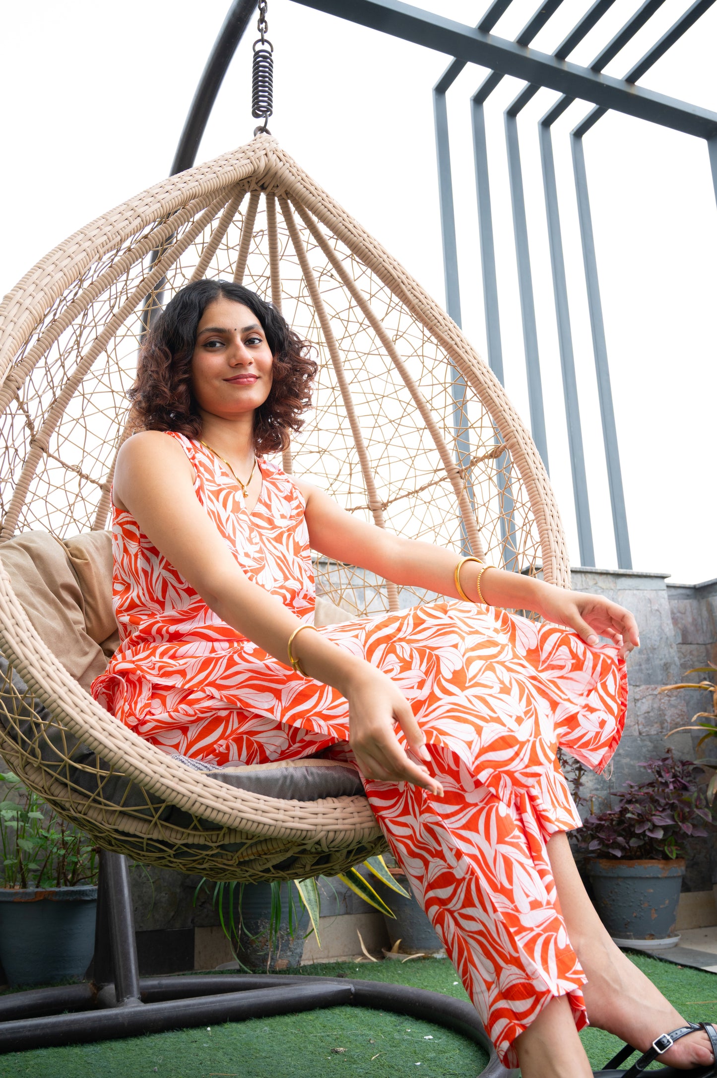 Printed Orange  co - ord Set