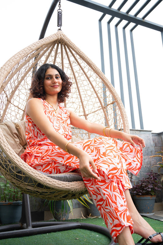 Printed Orange  co - ord Set