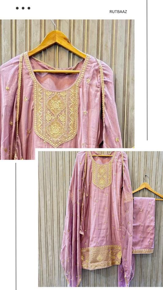 Lavender Roman Silk Suit Set