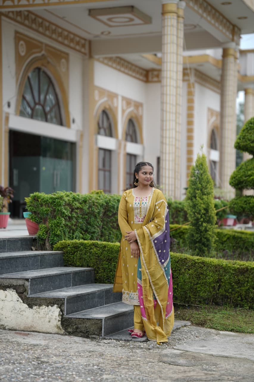 Chiffon wrinkle silk set